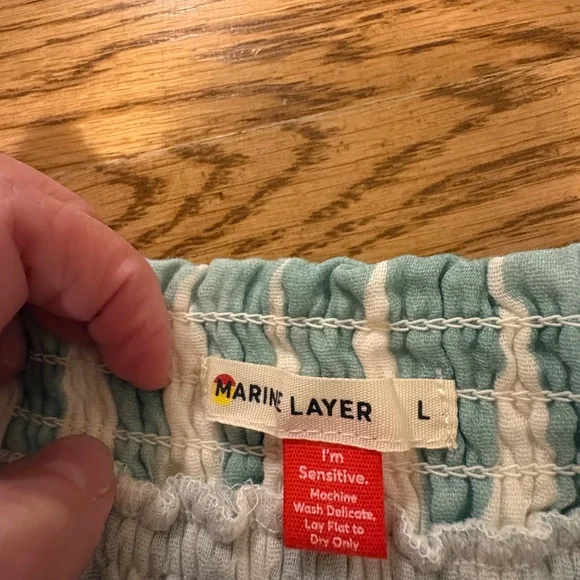 Marine Layer Corinne Double Cloth Maxi Skirt | Teal/White Geometric | Size L | - Picture 6 of 6